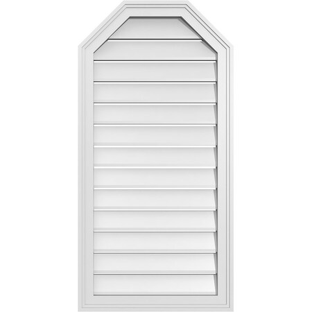 Ekena Millwork Octagonal Top Surface Mount PVC Gable Vent w/ 2"W x 1-1/2"P Brickmould Frame, 20"W x 40"H GVPOT20X4002SF